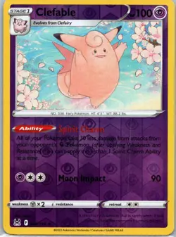 Pokemon TCG Clefable 063/196 Lost Origin Rev Holo NM - Image 1