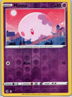 Pokemon TCG Munna 121/264 Fusion Strike Rev Holo LP - Image 1