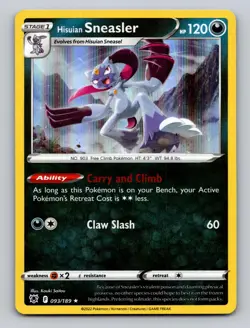 Hisuian Sneasler 093/189 Holo Rare Astral Radiance Pokemon Holo NM - Image 1