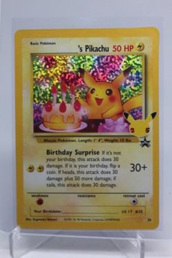 Pokemon Celebrations Birthday Pikachu 24/25 Holo 25th Anniversary Promo NM - Image 1