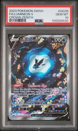 LUMINEON V GG39/GG70 SWORD SHIELD CROWN ZENITH POKEMON PSA 10 - Image 1