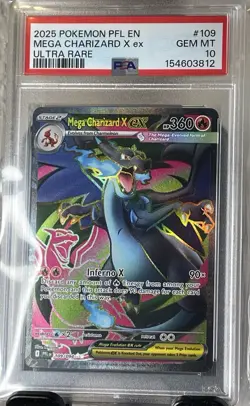 2025 POKEMON PFL EN-PHANTASMAL FLAMES ULTRA RARE #109 MEGA CHARIZARD X EX PSA 10 - Image 1
