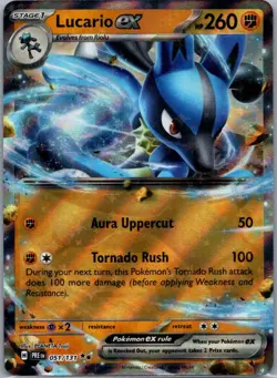 Lucario ex 051/131/131 Holo Double Rare SV: Prismatic Evolutions Pokemon Holo NM - Image 1