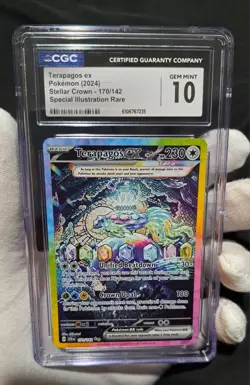 💥Pokemon Terapagos ex 170/142 Sv07: Stellar Crown Holo CGC GEM MINT 10 - Image 1
