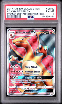 POKEMON BLACK STAR PROMO CHARIZARD GX SM60 FULL ART HOLO PSA 6 EX #114136444 - Image 1