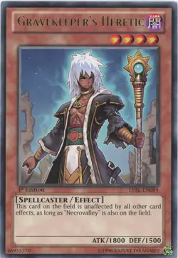 Yugioh Gravekeeper's Heretic LVAL-EN084 Rare 1st Edition LP - Image 1