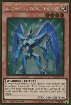 Yugioh Elemental Hero Prisma PGL2-EN072 Gold Rare 1st Edition LP - Image 1
