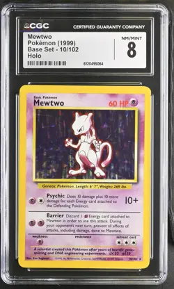 Mewtwo 1999 Pokemon Base Set CGC 8 #10 - Image 1