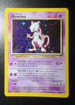 Pokemon TCG Base Set Mewtwo 10/102 Holo Rare English 1999 WOTC - Image 1