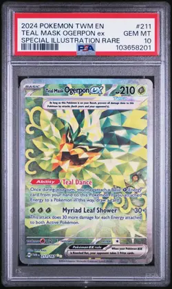 2024 Pokemon Twilight Masquerade Teal Mask Ogerpon #211 Illustration Rare PSA 10 - Image 1