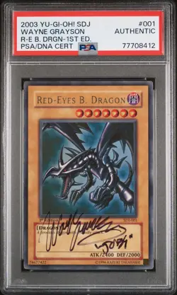 Yugioh Wayne Grayson Starter Deck Joey Red Eyes Black Dragon 1st SDJ-001 Signed - Image 1