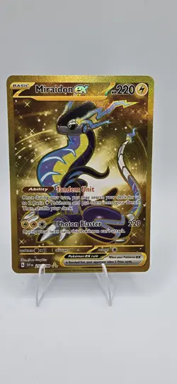 Miraidon ex 253/198 Scarlet & Violet Gold Full Art Holo Rare Pokemon Card NM - Image 1
