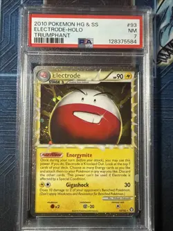 POKEMON CARD ELECTRODE PRIME 93 HG & SS TRIUMPHANT #93 GRADED PSA 7 NM - Image 1