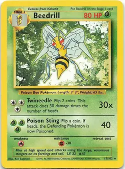 POKEMON Card BASE English Set BEEDRILL #17/102 Black Star Rare Non-Holo NM-MINT! - Image 1