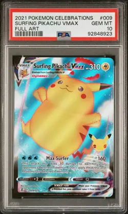 PSA 10 Surfing Pikachu Vmax 009/025 Celebrations Classic Collection Pokemon Card - Image 1