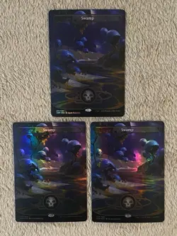 MTG - Swamp Unfinity Borderless Foil (3) - Unfinity - NM - Magic The Gathering - Image 1