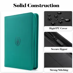 9 Pocket Trading Card Binder -Zipper PU Cover Card Album, Sturdy 360 Loading ... - Image 2