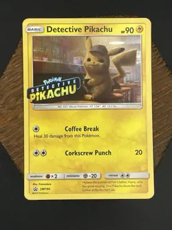 Pokemon Detective Pikachu SM190 Stamped Holo Promo Card SM Promos SMP Excellent - Image 1