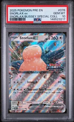 2025 POKEMON PRE EN PRISMATIC EVOLUTIONS STAMP #076 SNORLAX ex PSA 10 LOW POP - Image 1