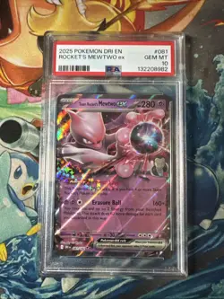 2025 POKEMON DRI EN-DESTINED RIVALS #081 TEAM ROCKET'S MEWTWO EX PSA 10 - Image 1