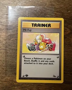 1999 Pokemon TCG Mr. Fuji Fossil Trainer Card 58/62 1st Edition Uncommon NM/M - Image 3