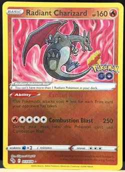 Radiant Charizard Holo Radiant Rare Pokemon GO 011/078 LP - Image 1