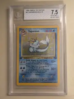 Pokemon TCG Vaporeon Jungle 12/64 Holo 1st Edition Graded 7.5 BGS NM+ WOTC - Image 1