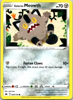 GALARIAN MEOWTH - 084/159 - CROWN ZENITH - - LP - Image 1