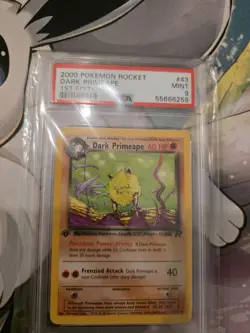 2000 Pokemon Team Rocket 1st Edition Dark Primeape 43/82 PSA 9 Mint - Image 1