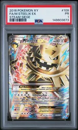 2016 Pokemon XY FA M Steelix EX Steam Siege PSA 1 - Image 1