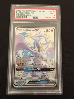 Pokemon Sun & Moon Hidden Fates - PSA 9 Reshiram GX SV51/SV94 - Image 1