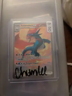 Pokemon TCG Salamence EX Journey Together Holo Card With Chumlee Auto On Topload - Image 1