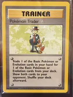 Pokemon TCG Base Set Pokemon Trader 77/102 Trainer Card 1999 WOTC Vintage - Image 1