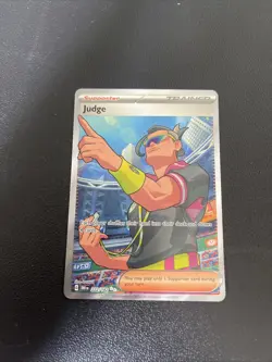 Pokemon TCG Judge Trainer Full Art Destined Rivals Ultra Rare Card 222/182 - Image 1