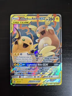 Raichu & Alolan Raichu GX Unified Minds Card 54/236 Pokemon TCG Near Mint - Image 1
