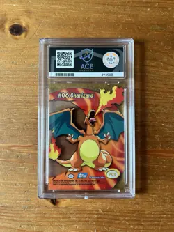 Topps Pokemon TV Animation 2000 Series 2 Charizard Clear PC3 Blue Logo ACE 9 MT - Image 2
