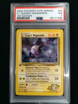 Graded PSA 7 LT. SURGE'S MAGNEMITE #50 2000 Pokemon Gym Heroes 1ST EDITION NM - Image 1