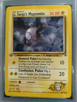 Graded PSA 7 LT. SURGE'S MAGNEMITE #50 2000 Pokemon Gym Heroes 1ST EDITION NM - Image 2