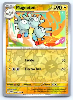 Pokemon SV03: Obsidian Flames Magneton Common (OBF) Reverse Holo 064/197 NM - Image 1