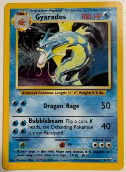 Pokemon Gyarados 6/102 Base Set Holo Rare English lightly played - Image 1