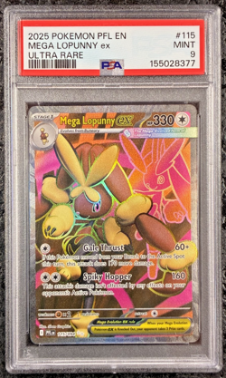 2025 POKEMON PHANTASMAL FLAMES EN MEGA LOPUNNY ex ULTRA RARE #115💎 PSA 9 - Image 1