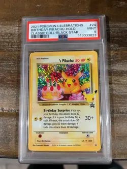 POKEMON 2021 2 Celebrations Classic Coll Black Star BIRTHDAY PIKACHU #24 PSA 9 - Image 1