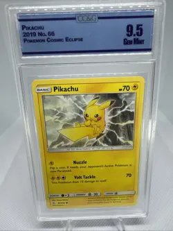 2019 Pokemon Sun & Moon Cosmic Eclipse Pikachu #66 CCG 9.5 Gem Mint - Image 1