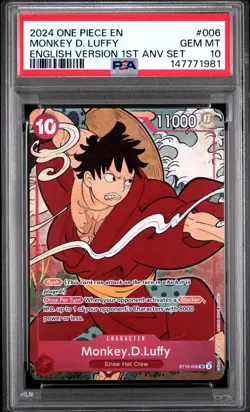 2024 ONE PIECE ENGLISH VERSION 1ST ANNIVERSARY SET #006 MONKEY D. LUFFY PSA 10 - Image 1