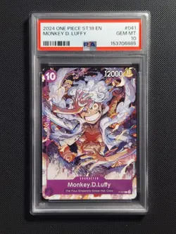 2024 ONE PIECE ST18 EN MONKEY D LUFFY P-041 GEAR 5 ENGLISH PURPLE PSA 10 - Image 3