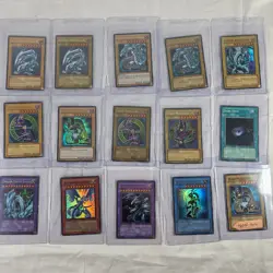 Lot of 15 Yu-Gi-Oh Cards - Blue-Eyes White Dragon, Dark Magician, Black Luster - Image 1
