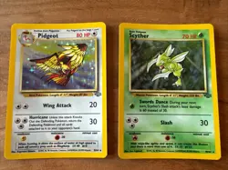 (Lot Of 2) Pokemon Jungle Holo Cards - Scyther 10/64 & Pidgeot 8/64 - LP / MP - Image 1