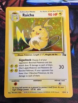 Raichu 14/62 WOTC Fossil Rare Holo Pokemon TCG LP - Image 1
