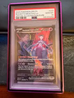 2025 POKEMON DRI EN-DESTINED RIVALS #231 TEAM ROCKET'S MEWTWO EX PSA 10 - Image 1
