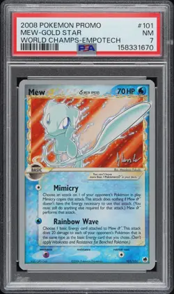 Pokemon Mew Gold Star 2008 World Championships Deck Promo #101 PSA 7 NM - Image 1